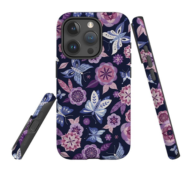 iPhone Tough Case - Butterfly Blooms Navy By Jenny Zemanek