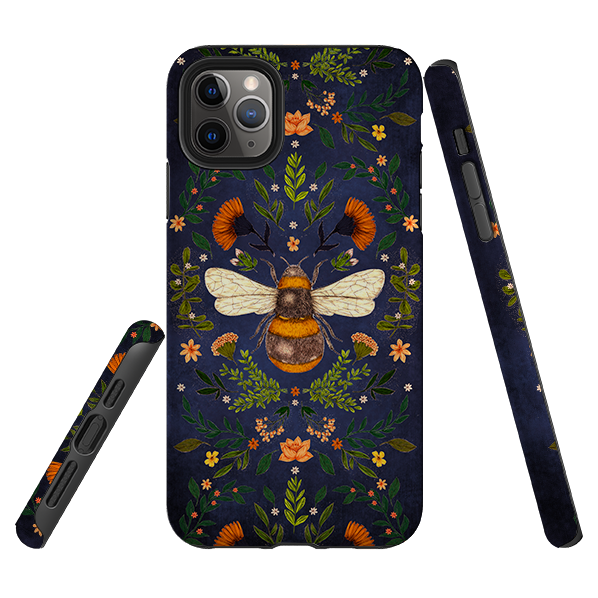 iPhone Tough Case - Botanical Bee Blue By Jade Mosinski