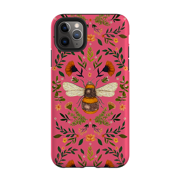 iPhone Tough Case - Botanical Bee Peach By Jade Mosinski