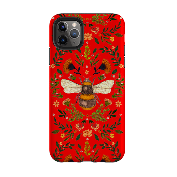 iPhone Tough Case - Botanical Bee Red By Jade Mosinski