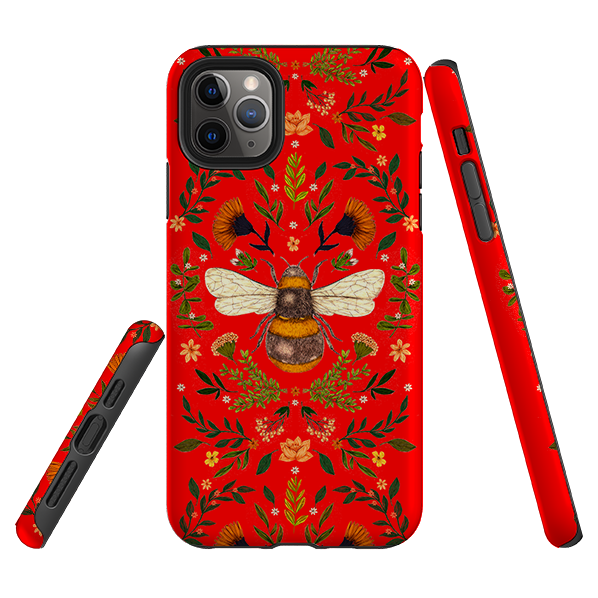iPhone Tough Case - Botanical Bee Red By Jade Mosinski
