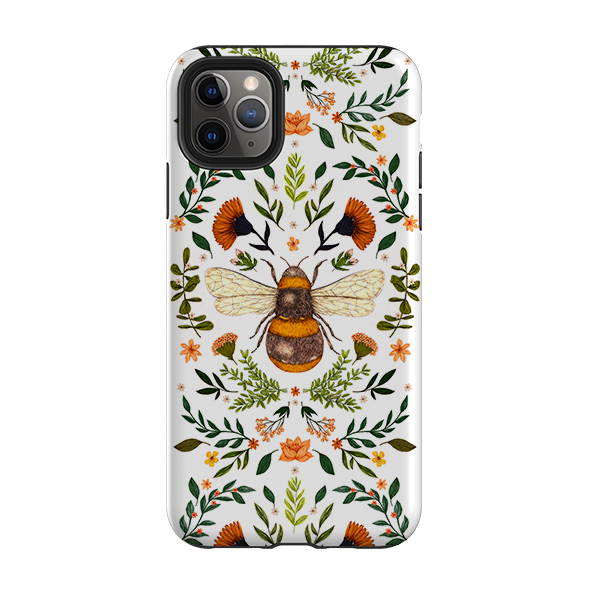 iPhone Tough Case - Botanical Bee White By Jade Mosinski