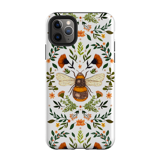 iPhone Tough Case - Botanical Bee White By Jade Mosinski