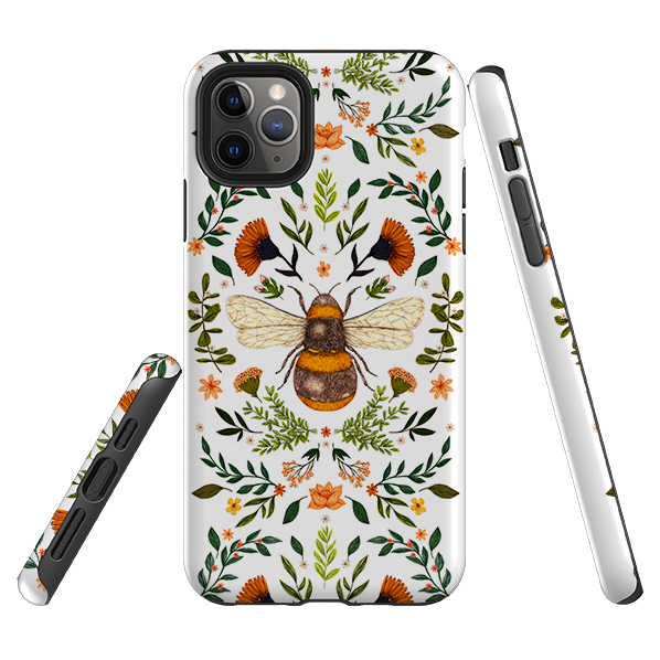 iPhone Tough Case - Botanical Bee White By Jade Mosinski