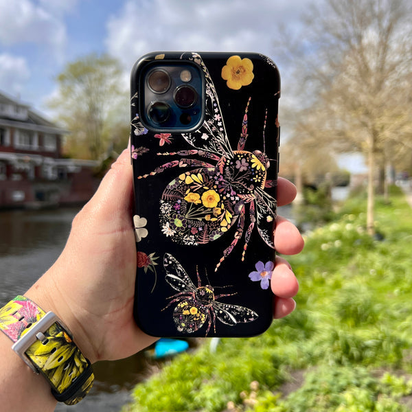 iPhone Tough Case - Floral Bumble Bees By Helen Ahpornsiri