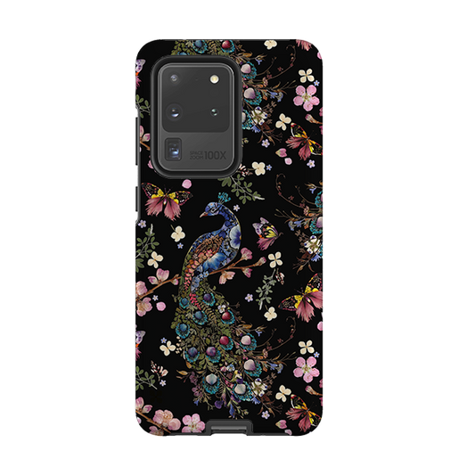 Samsung Tough Case - Peacock and Cherry Blossoms Dark By Helen Ahpornsiri