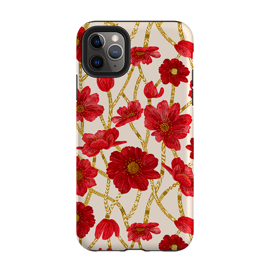 iPhone Tough Case - Red Floral By Nina Pace