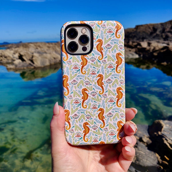 iPhone Tough Case - Seahorse Pink By Catherine Rowe
