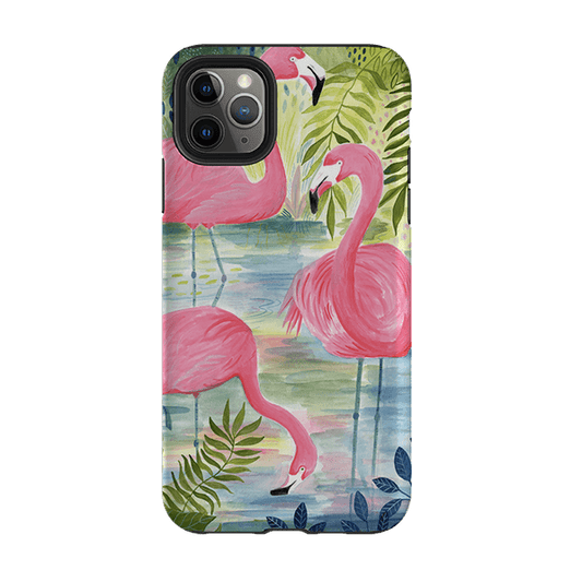 iPhone Tough Case - Three Flamingo By Bex Parkin