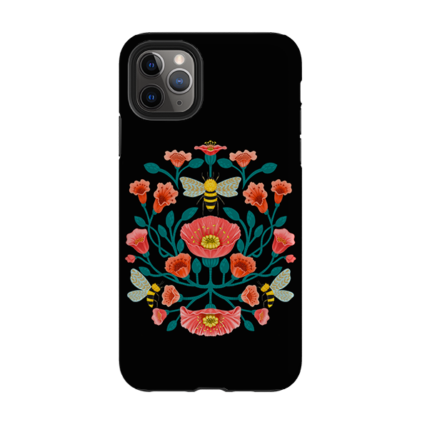 iPhone Tough Case - Bee Floral Dark By Nina Pace