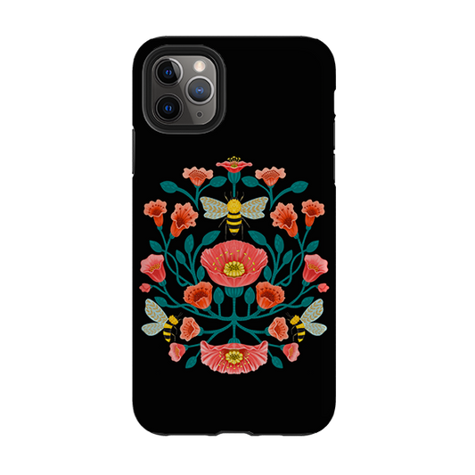 iPhone Tough Case - Bee Floral Dark By Nina Pace