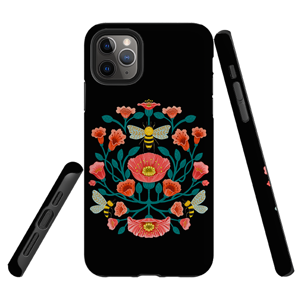 iPhone Tough Case - Bee Floral Dark By Nina Pace