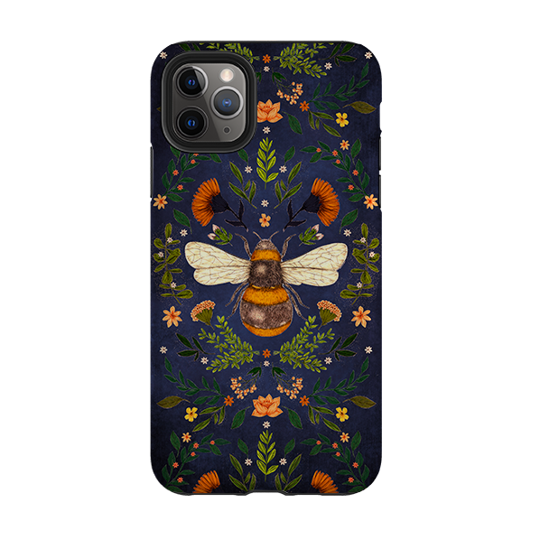iPhone Tough Case - Botanical Bee Blue By Jade Mosinski