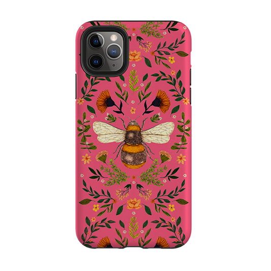 iPhone Tough Case - Botanical Bee Peach By Jade Mosinski