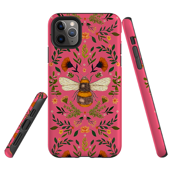 iPhone Tough Case - Botanical Bee Peach By Jade Mosinski
