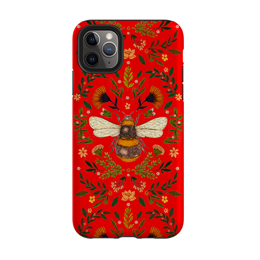 iPhone Tough Case - Botanical Bee Red By Jade Mosinski