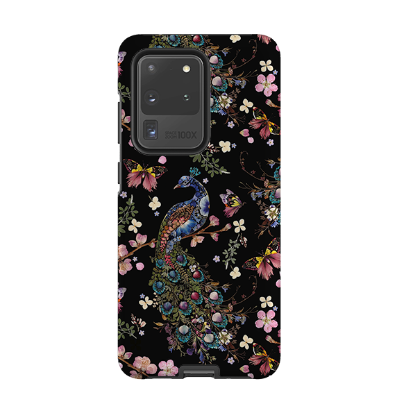 Samsung Tough Case - Peacock and Cherry Blossoms Dark By Helen Ahpornsiri
