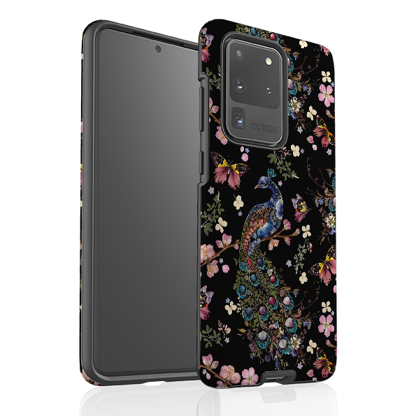 Samsung Tough Case - Peacock and Cherry Blossoms Dark By Helen Ahpornsiri