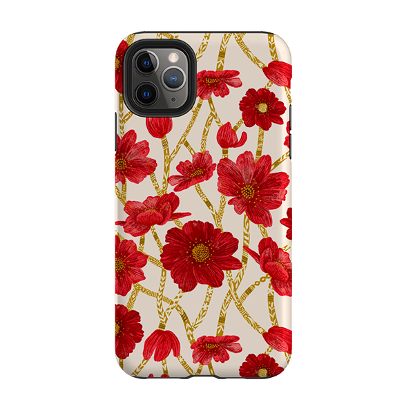 iPhone Tough Case - Red Floral By Nina Pace