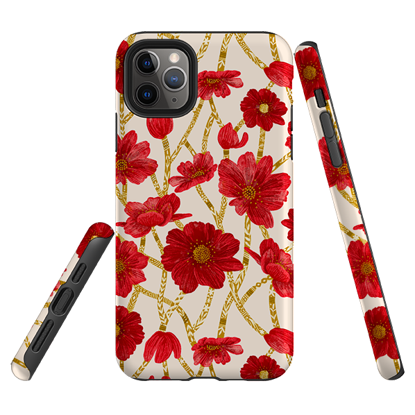 iPhone Tough Case - Red Floral By Nina Pace