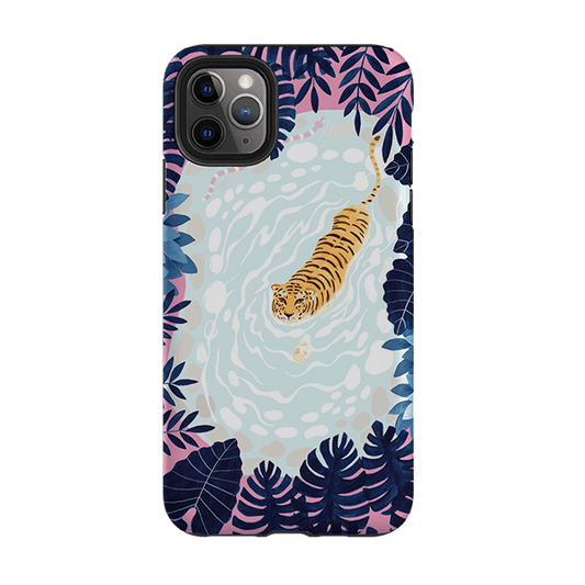 iPhone Tough Case - Swimming Tiger By Bex Parkin
