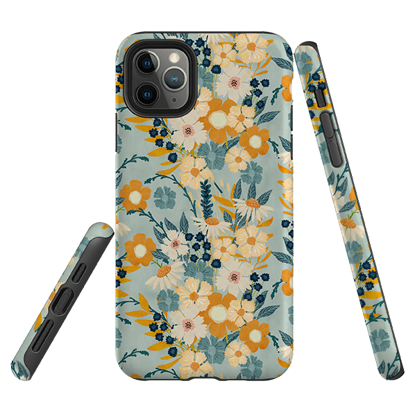 iPhone Tough Case - Yellow And Blue Floral By Katherine Quinn